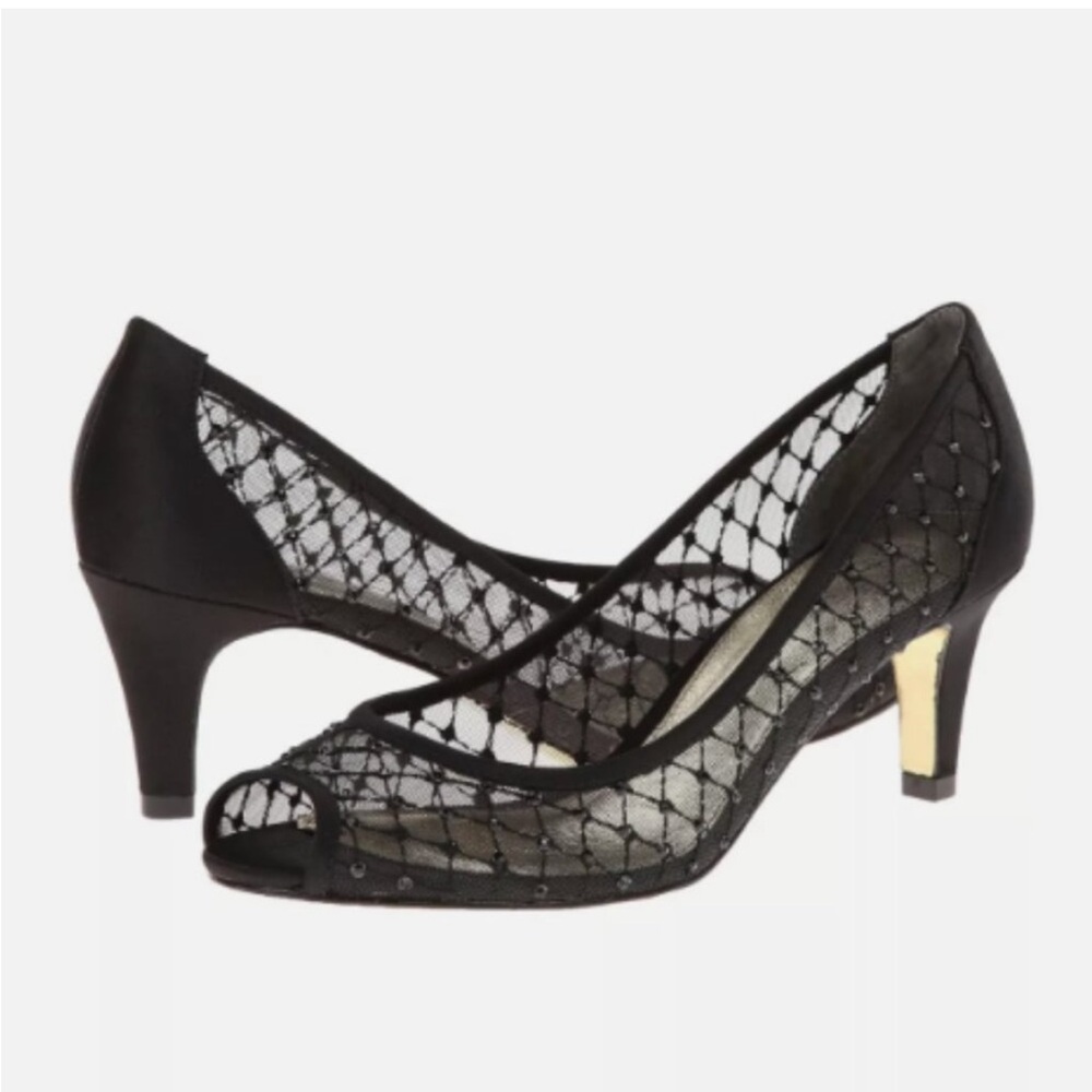 Adrianna Papell Women's Juliette Black Aria Mesh Peeptoe Dress Pump New in Box - Picture 1 of 6